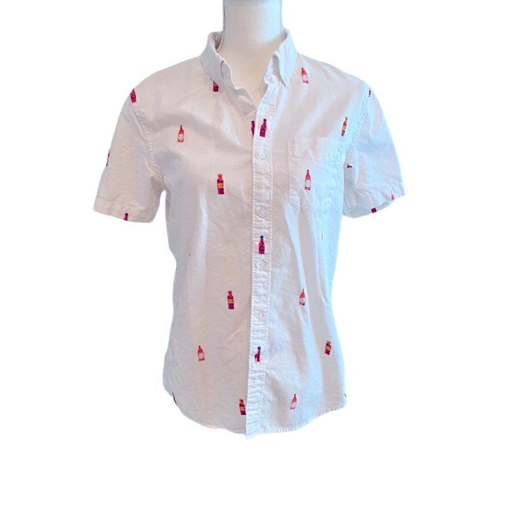American Eagle Seriously Soft Graphic Hot Sauce Button Down Shirt Size S
